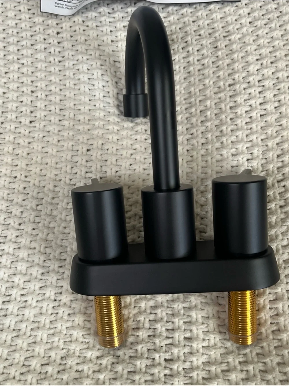 Phiestina BF015-1-MB 4in Centerset Bathroom Faucet Matte Black High Arc 2-Handle